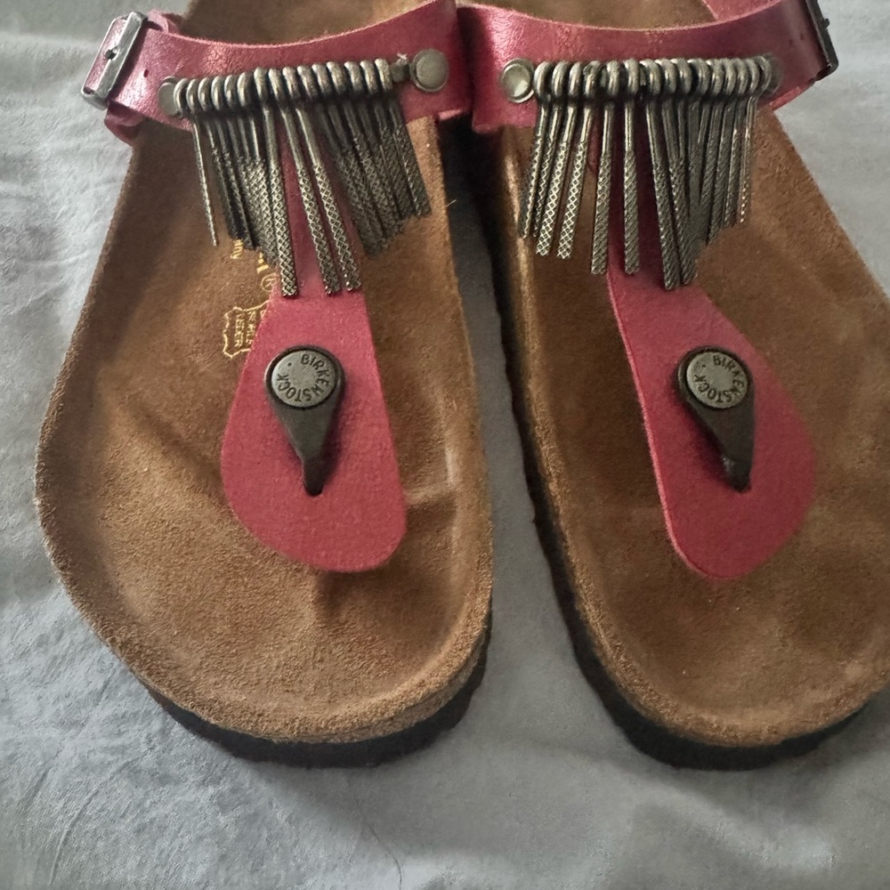 Birkenstock Pink Sandals with Fringe